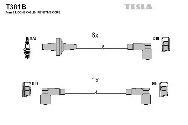 T381B Tesla fios de alta voltagem, kit