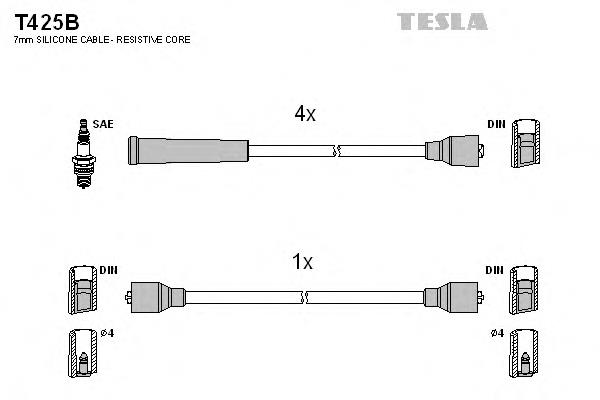 T425B Tesla fios de alta voltagem, kit