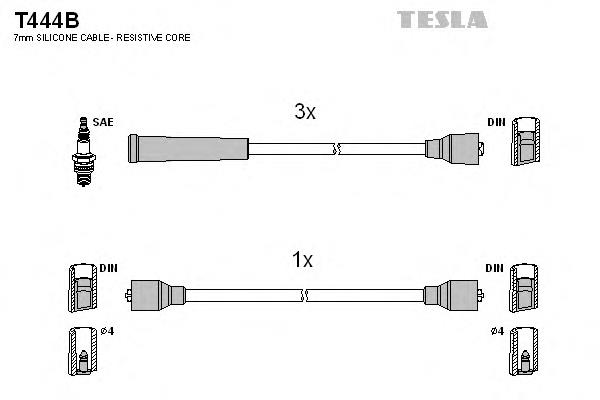 T444B Tesla fios de alta voltagem, kit