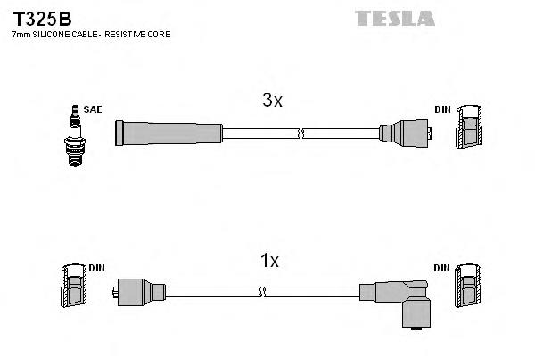 T325B Tesla fios de alta voltagem, kit