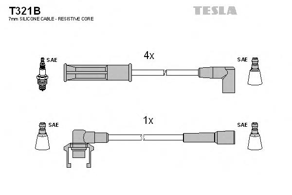 T321B Tesla fios de alta voltagem, kit