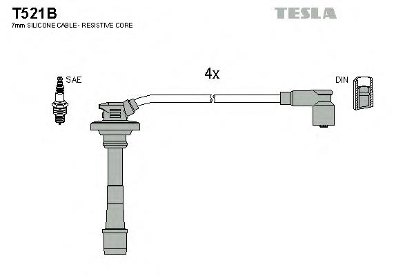 T521B Tesla fios de alta voltagem, kit