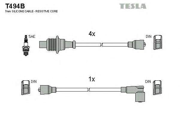 T494B Tesla fios de alta voltagem, kit