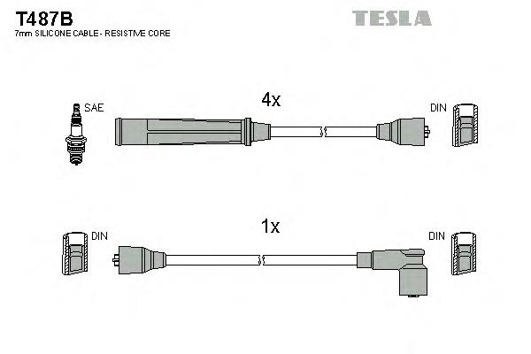 T487B Tesla fios de alta voltagem, kit