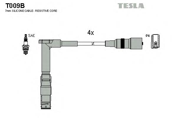 T009B Tesla fios de alta voltagem, kit