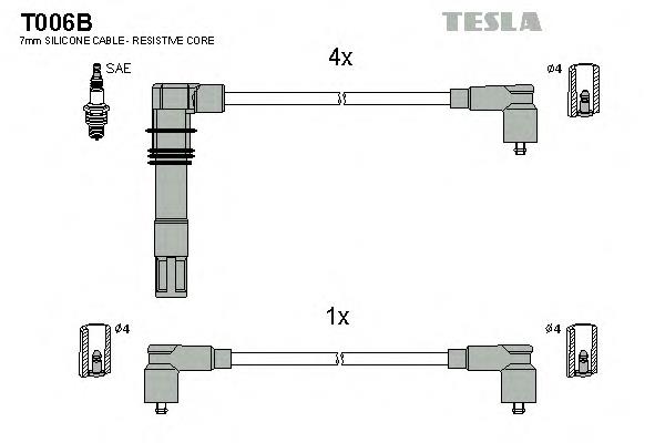 T006B Tesla fios de alta voltagem, kit