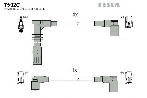 T592C Tesla fios de alta voltagem, kit