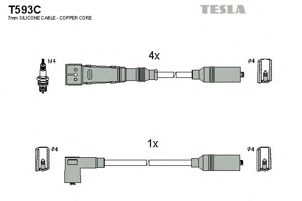 T593C Tesla fios de alta voltagem, kit