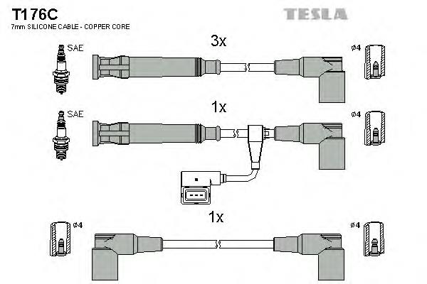 T176C Tesla fios de alta voltagem, kit