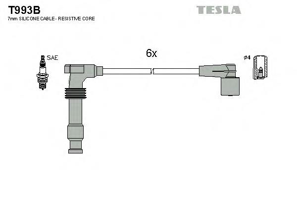 Fios de alta voltagem, kit T993B Tesla