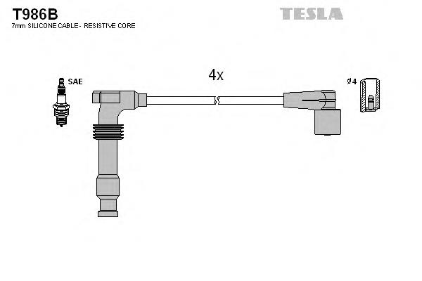 T986B Tesla fios de alta voltagem, kit