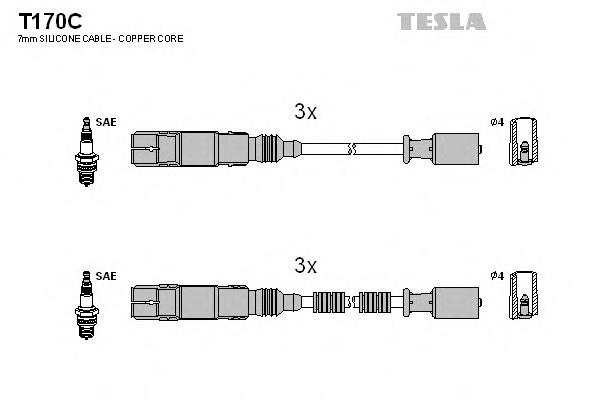 T170C Tesla fios de alta voltagem, kit