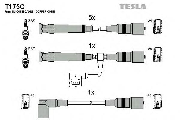 T175C Tesla fios de alta voltagem, kit