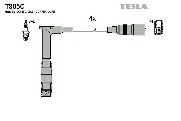 T805C Tesla fios de alta voltagem, kit