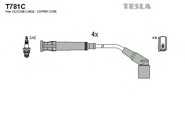 T781C Tesla fios de alta voltagem, kit