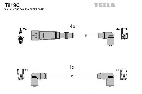 T819C Tesla fios de alta voltagem, kit