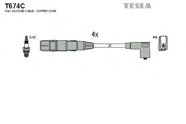 T674C Tesla fios de alta voltagem, kit