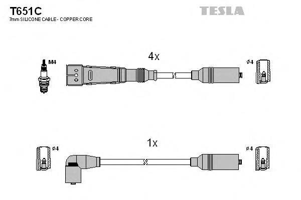 Fios de alta voltagem, kit T651C Tesla