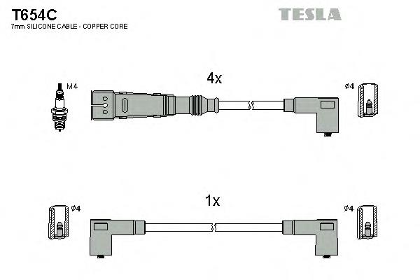 T654C Tesla fios de alta voltagem, kit