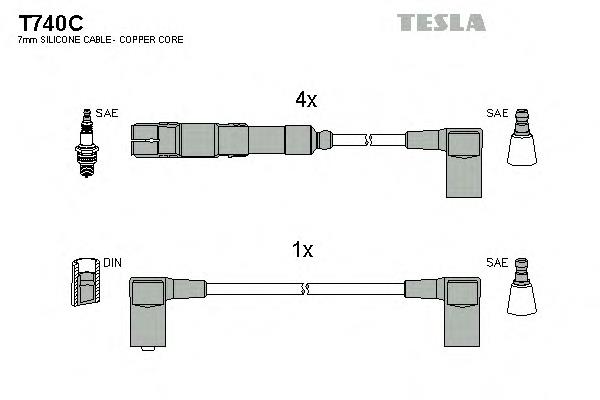 T740C Tesla fios de alta voltagem, kit