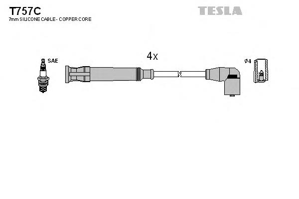 T757C Tesla fios de alta voltagem, kit