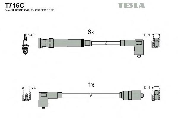 T716C Tesla fios de alta voltagem, kit