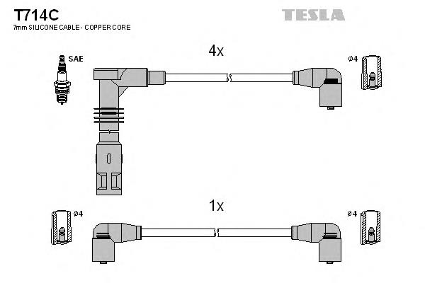 T714C Tesla fios de alta voltagem, kit