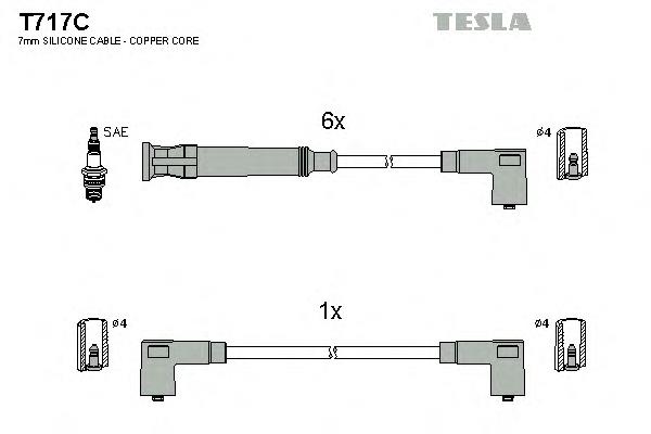 T717C Tesla fios de alta voltagem, kit