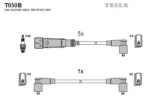T050B Tesla fios de alta voltagem, kit