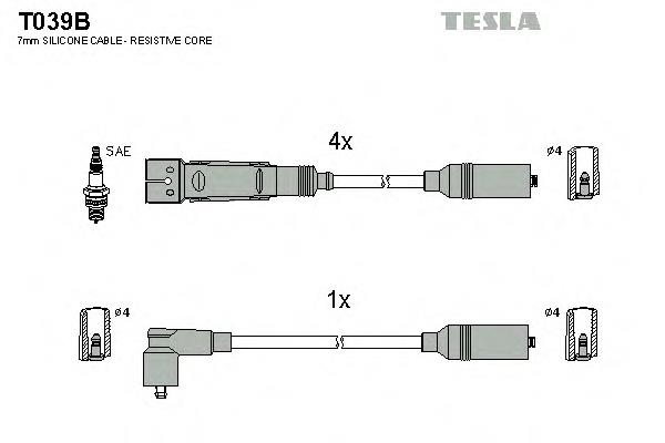 T039B Tesla fios de alta voltagem, kit