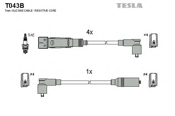 T043B Tesla fios de alta voltagem, kit