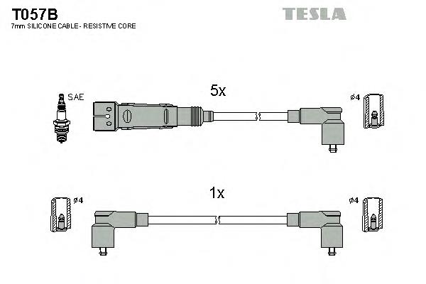 T057B Tesla fios de alta voltagem, kit