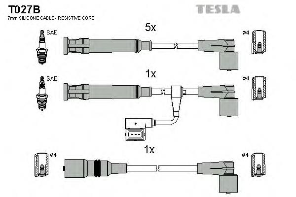 T027B Tesla fios de alta voltagem, kit