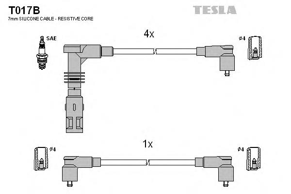 T017B Tesla fios de alta voltagem, kit