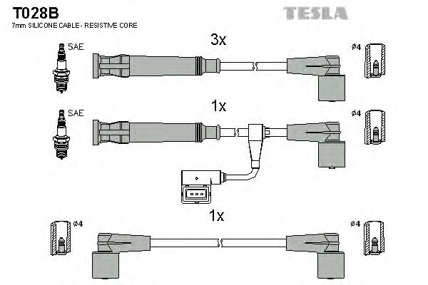 T028B Tesla fios de alta voltagem, kit