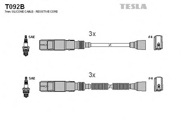 T092B Tesla fios de alta voltagem, kit