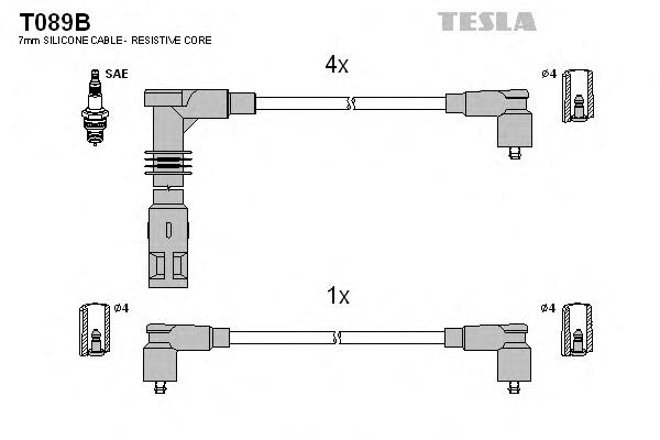 T089B Tesla fios de alta voltagem, kit