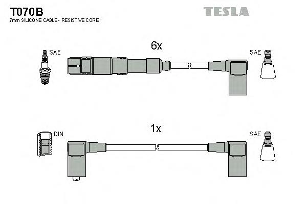 T070B Tesla fios de alta voltagem, kit