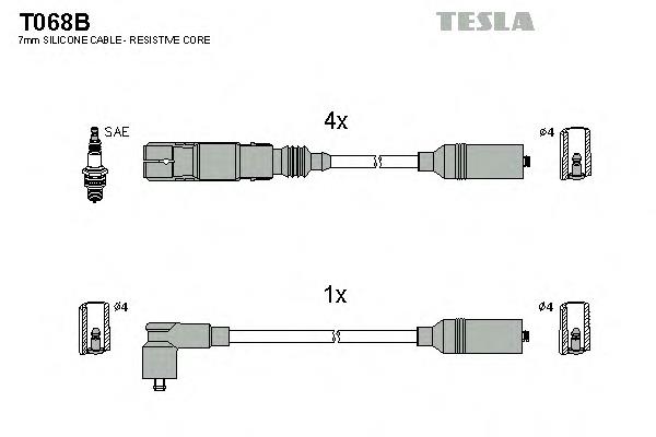 T068B Tesla fios de alta voltagem, kit