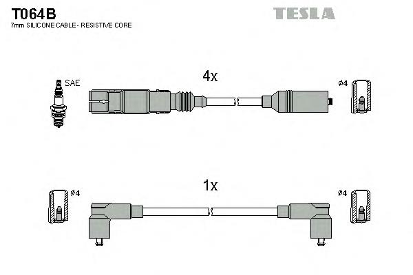 T064B Tesla fios de alta voltagem, kit