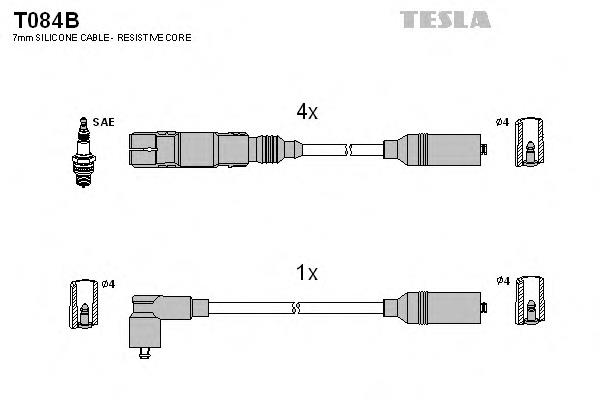 T084B Tesla fios de alta voltagem, kit