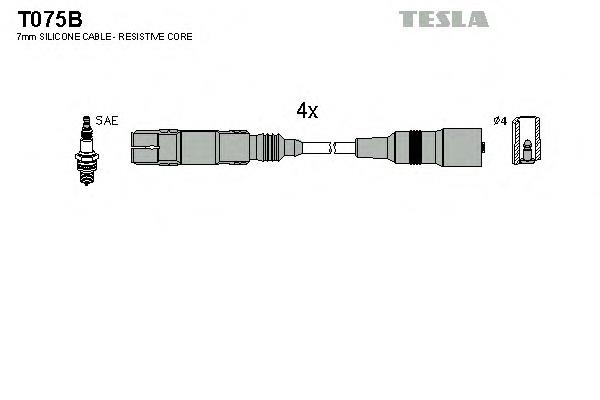 T075B Tesla fios de alta voltagem, kit