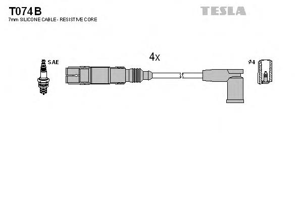 T074B Tesla fios de alta voltagem, kit