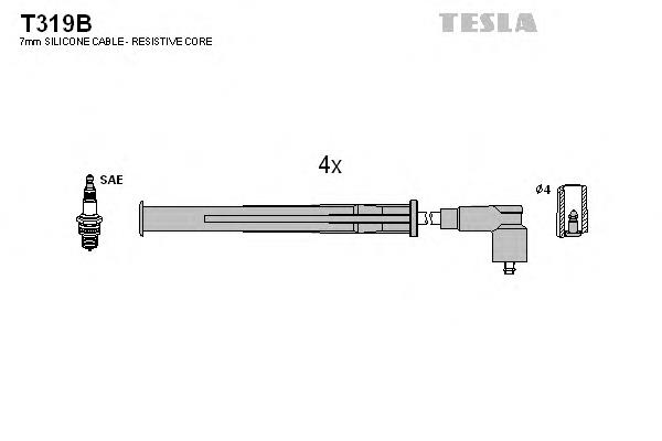 T319B Tesla fios de alta voltagem, kit