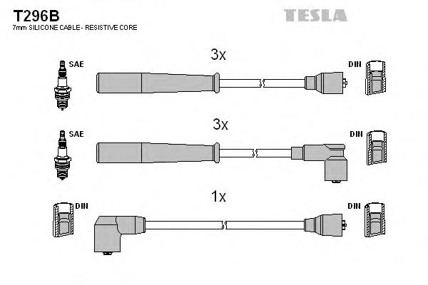 T296B Tesla fios de alta voltagem, kit