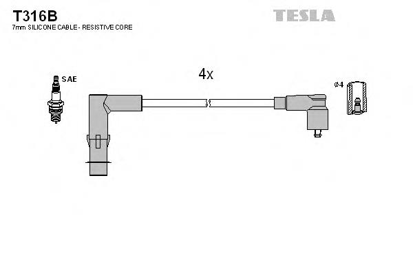 T316B Tesla fios de alta voltagem, kit
