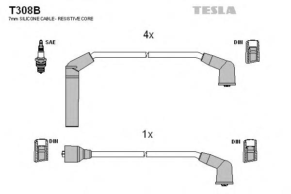 T308B Tesla fios de alta voltagem, kit