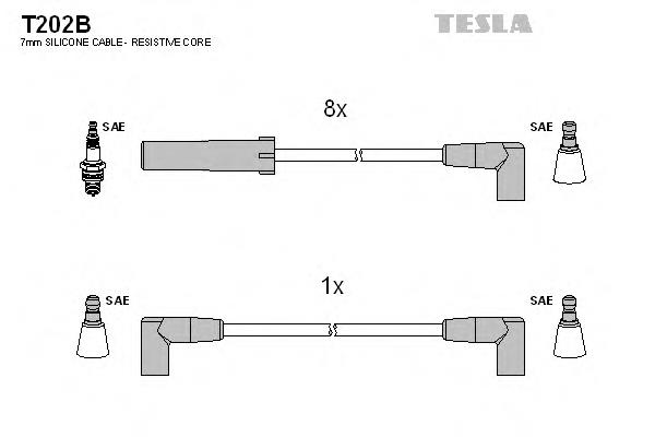 T202B Tesla fios de alta voltagem, kit