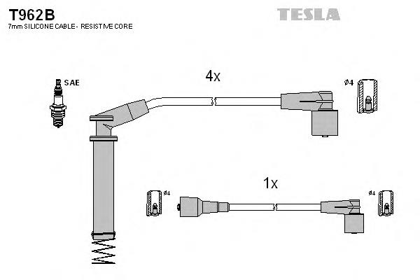 T962B Tesla fios de alta voltagem, kit
