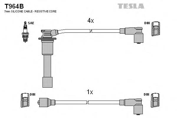 T964B Tesla fios de alta voltagem, kit